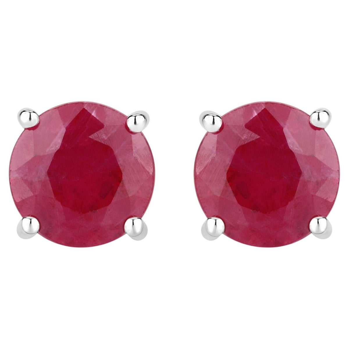 Ruby Stud Earrings 0.84 Carats 10K White Gold