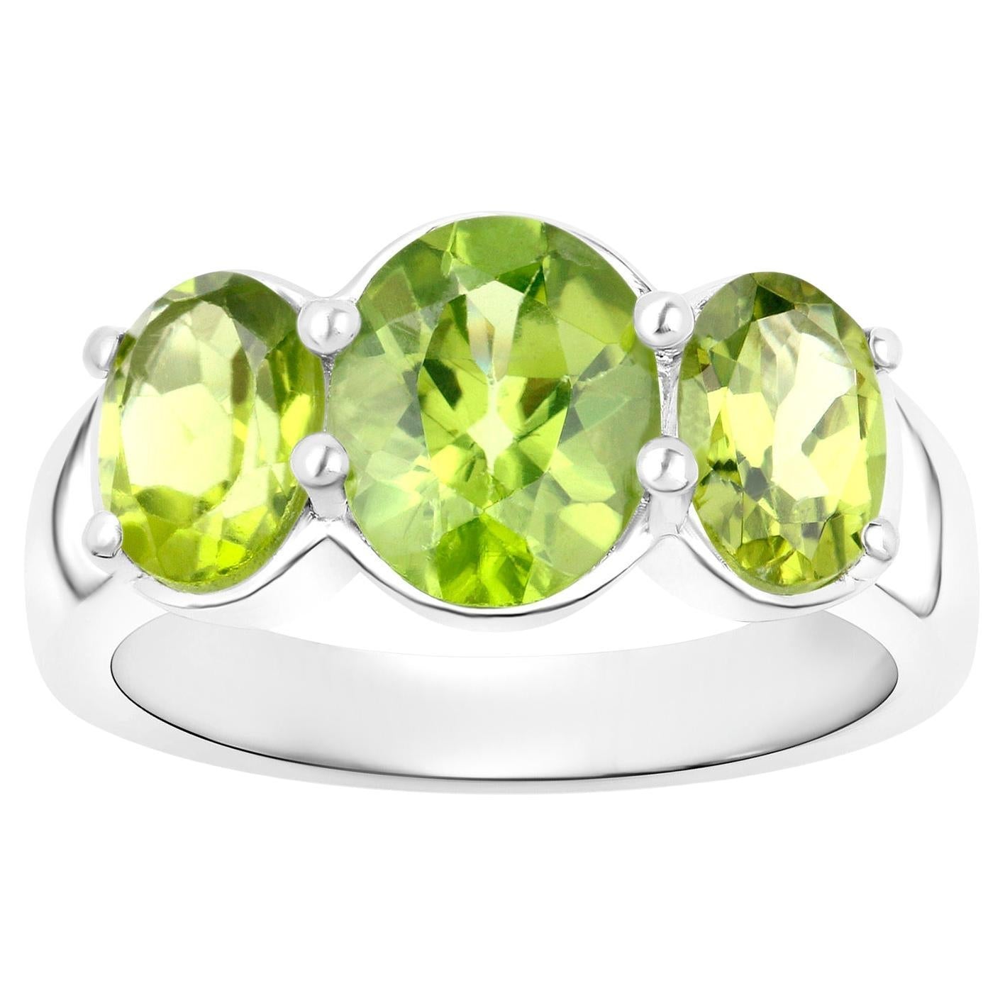 Peridot Ring 3.32 Carats Sterling Silver