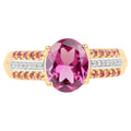 Rhodolite Garnet Ring With White Topaz 3.28 Carats Gold Plated Silver