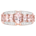 Morganite Ring With Diamonds 2.1 Carats Gold Plated Silver