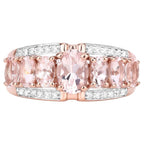 Morganite Ring With Diamonds 2.1 Carats Gold Plated Silver