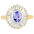 Tanzanite Ring With White Topaz 2.12 Carats Gold Plated Silver