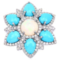 Ethiopian Opal Ring With Turquoise 5.88 Carats Sterling Silver