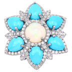 Ethiopian Opal Ring With Turquoise 5.88 Carats Sterling Silver