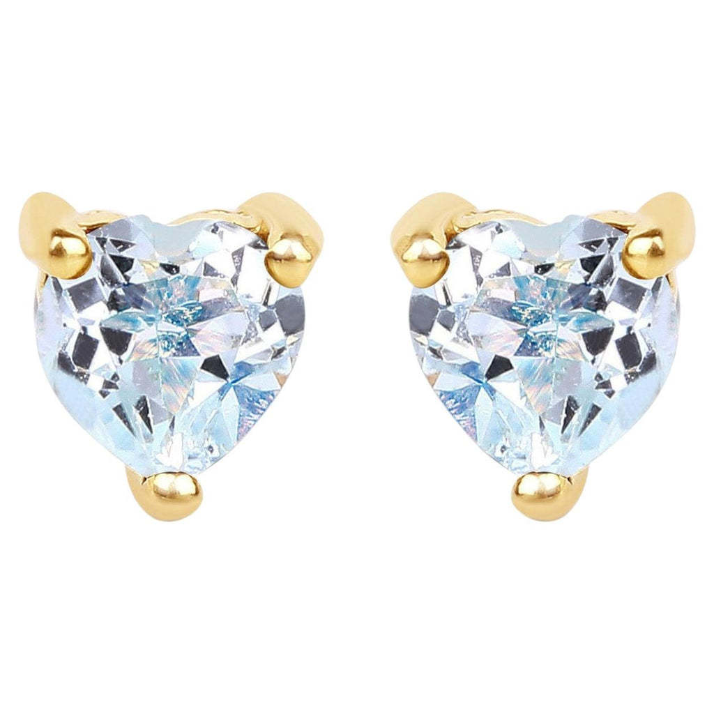 Blue Topaz Heart Stud Earrings 0.68 Carats 14K Yellow Gold