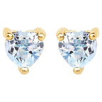 Blue Topaz Heart Stud Earrings 0.68 Carats 14K Yellow Gold