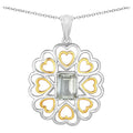 Green Amethyst Heart Pendant 2.08 Carats Gold Plated Silver
