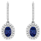 Tanzanite Dangle Earrings Diamond Setting 2.5 Carats Total