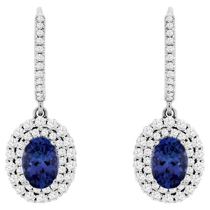 Tanzanite Dangle Earrings Diamond Setting 2.5 Carats Total