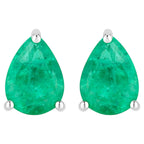 Zambian Emerald Stud Earrings 0.68 Carats 14K White Gold