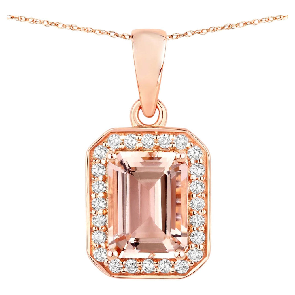 Morganite Pendant With Diamonds 1.48 Carats 14K Rose Gold