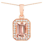 Morganite Pendant With Diamonds 1.48 Carats 14K Rose Gold