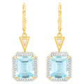 Blue Topaz Earrings With White Topaz 11 Carats Gold Plated Silver