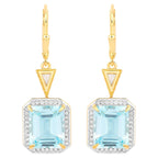 Blue Topaz Earrings With White Topaz 11 Carats Gold Plated Silver