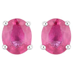 Ruby Stud Earrings 0.58 Carats 14K White Gold