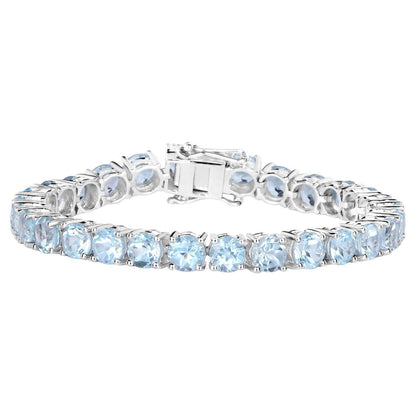 Blue Topaz Tennis Bracelet 26 Carats Sterling Silver
