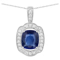 Blue Sapphire Pendant With Diamonds 2.5 Carats 18K White Gold