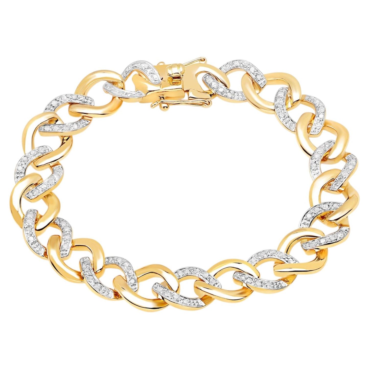 Diamond Bracelet 0.68 Carats Gold Plated Silver