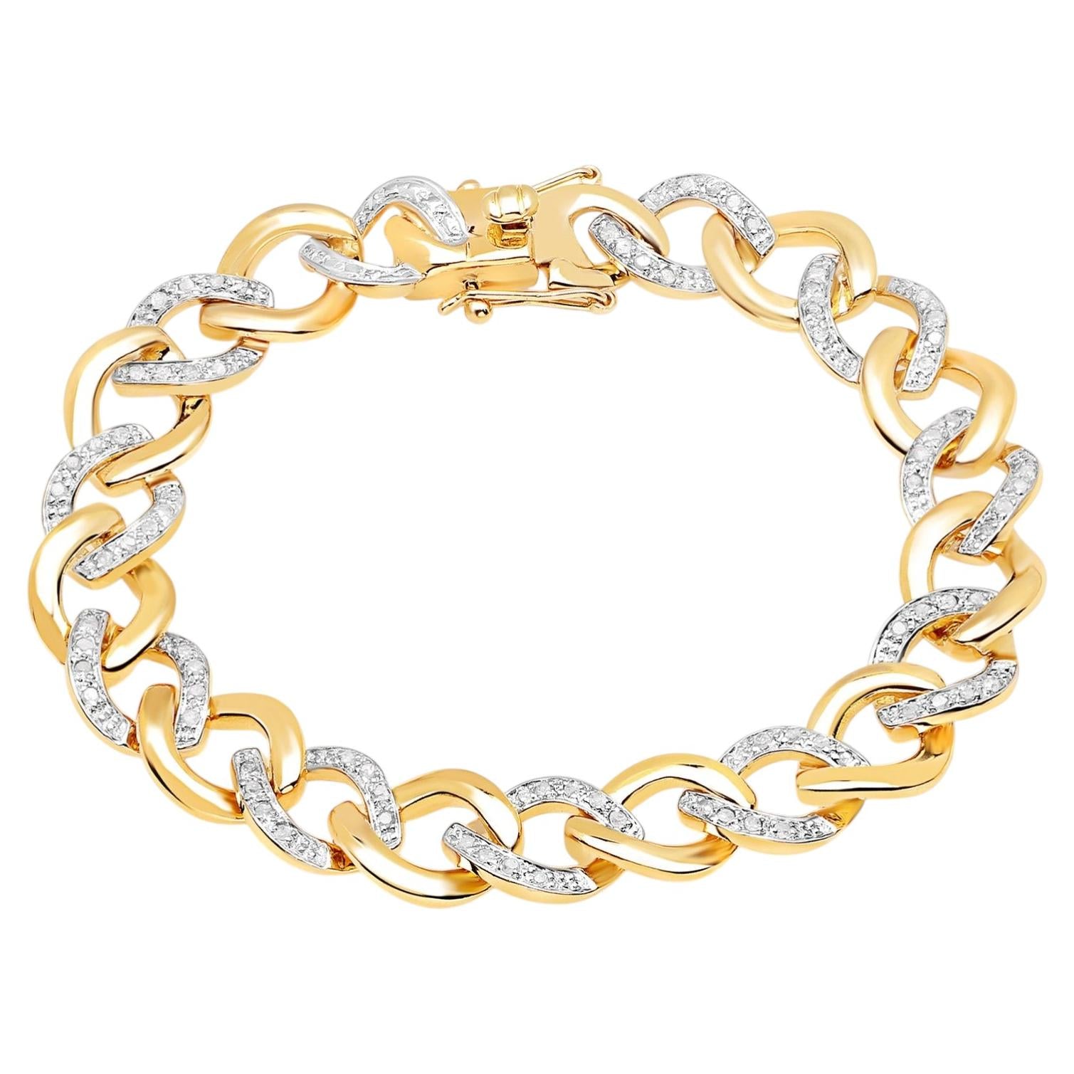 Diamond Bracelet 0.68 Carats Gold Plated Silver