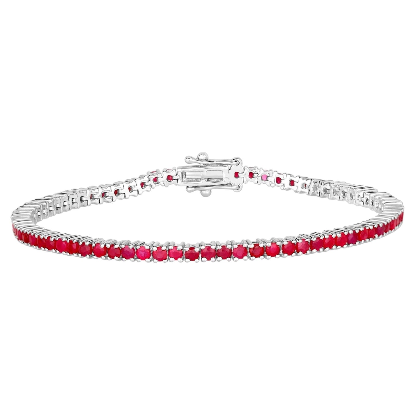 Ruby Tennis Bracelet 4.42 Carats Sterling Silver