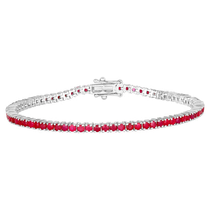 Ruby Tennis Bracelet 4.42 Carats Sterling Silver