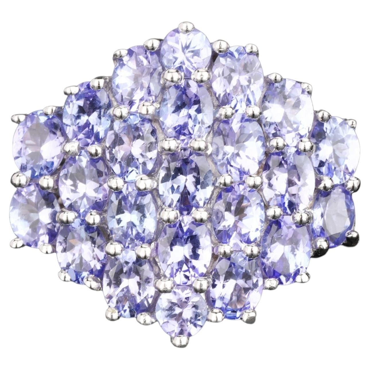 Natural Tanzanite Ring 3.77 Carats Sterling Silver
