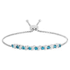 London Blue Topaz Bracelet With White Topaz 1.3 Carats Sterling Silver