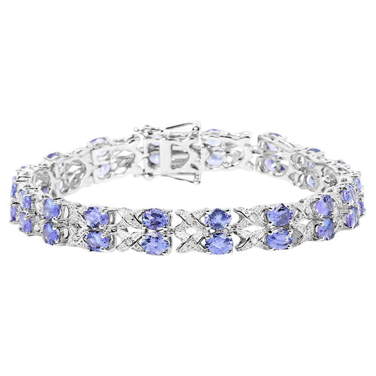 Tanzanite Bracelet White Topaz 12.2 Carats Silver