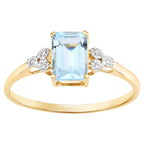 Aquamarine Ring With Diamonds 0.8 Carats 14K Yellow Gold