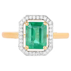 Ethiopian Emerald Ring With Diamonds 1.6 Carats 14K Yellow Gold
