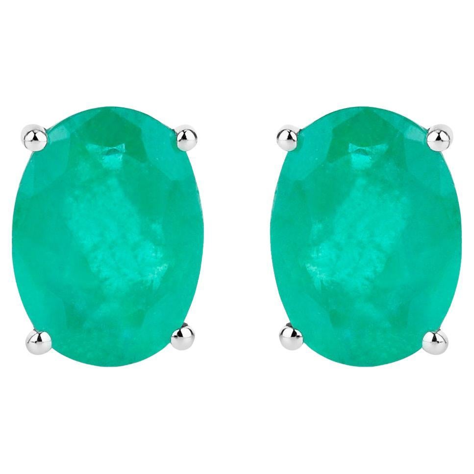 Zambian Emerald Earrings 2.38 Carats 10K White Gold