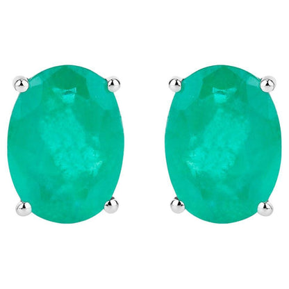 Zambian Emerald Earrings 2.38 Carats 10K White Gold