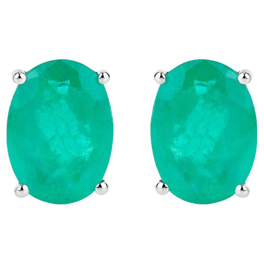 Zambian Emerald Earrings 2.38 Carats 10K White Gold