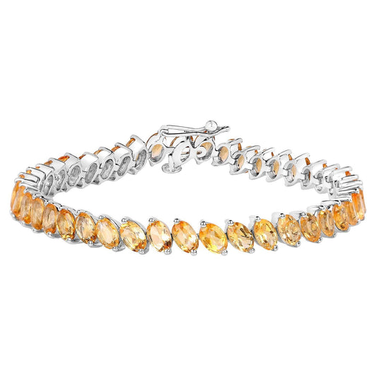 Citrine Tennis Bracelet 18 Carats 18K White Gold Plated Silver
