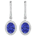 Tanzanite Earrings With Diamonds 2.46 Carats 14K White Gold