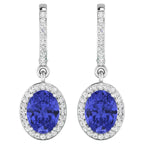 Tanzanite Earrings With Diamonds 2.46 Carats 14K White Gold