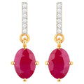 Ruby Dangle Earrings Diamonds 1.74 Carats 10K Yellow Gold