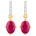 Ruby Dangle Earrings Diamonds 1.74 Carats 10K Yellow Gold