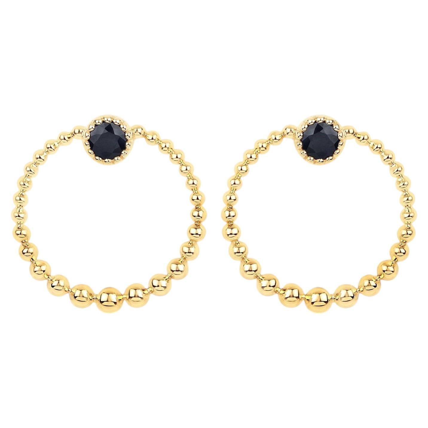 Blue Sapphire Earrings 0.36 Carats 10K Yellow Gold