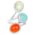 Natural Mixed Gemstones Ring 9.41 Carats Sterling Silver