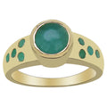 Emerald Ring With Diamond 1.51 Carats Gold Plated Silver