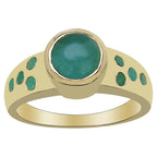 Emerald Ring With Diamond 1.51 Carats Gold Plated Silver