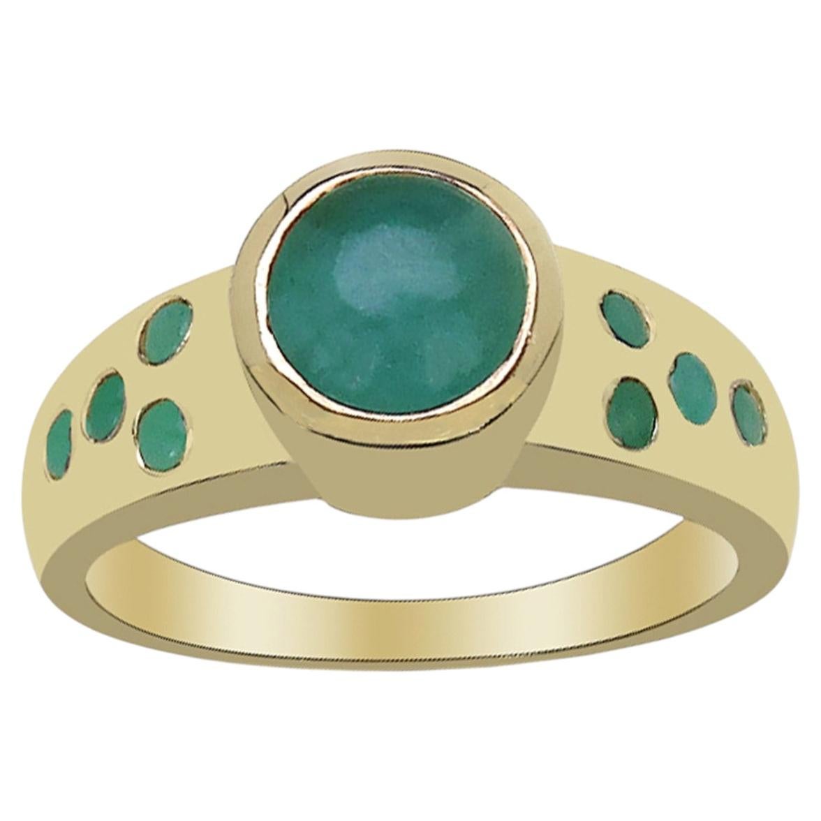 Emerald Ring With Diamond 1.51 Carats Gold Plated Silver