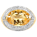 Citrine Ring With Diamonds 5.03 Carats Gold Plated Silver