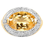 Citrine Ring With Diamonds 5.03 Carats Gold Plated Silver