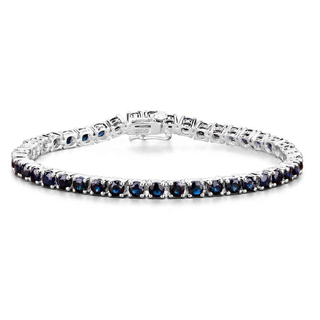 Natural Blue Sapphire Tennis Bracelet 8.34 Carats Sterling Silver