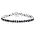 Natural Blue Sapphire Tennis Bracelet 8.34 Carats Sterling Silver