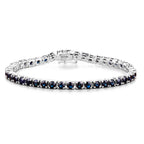Natural Blue Sapphire Tennis Bracelet 8.34 Carats Sterling Silver