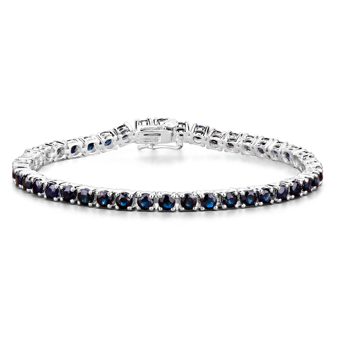 Natural Blue Sapphire Tennis Bracelet 8.34 Carats Sterling Silver