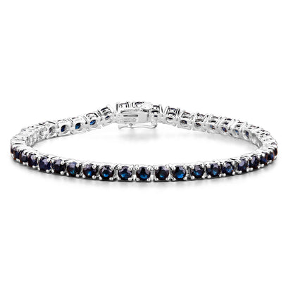 Natural Blue Sapphire Tennis Bracelet 8.34 Carats Sterling Silver